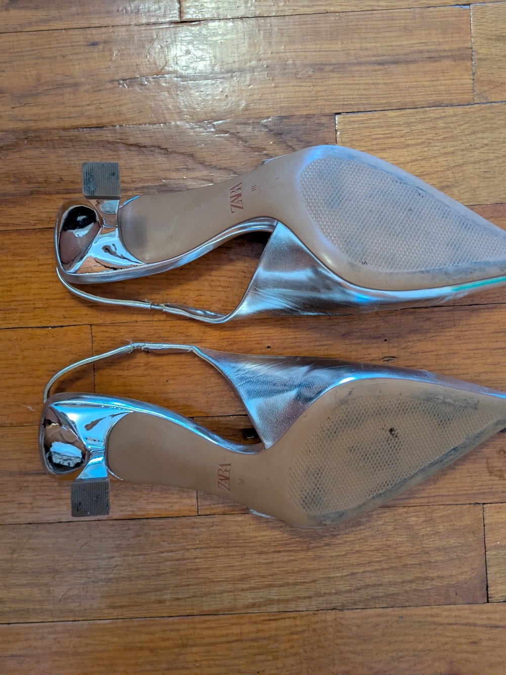 Silver Slingback Pumps - Picture 3 of 3